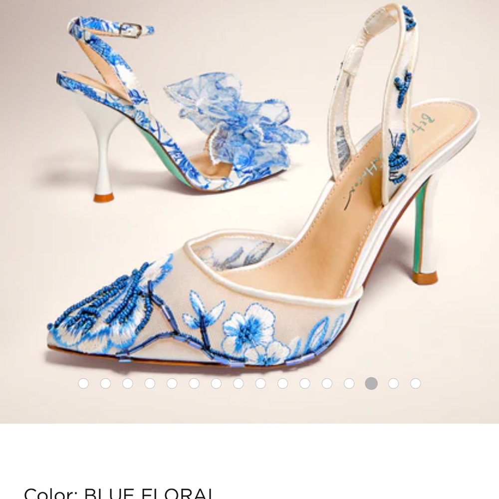 Elegant Blue Floral Women's Heels
